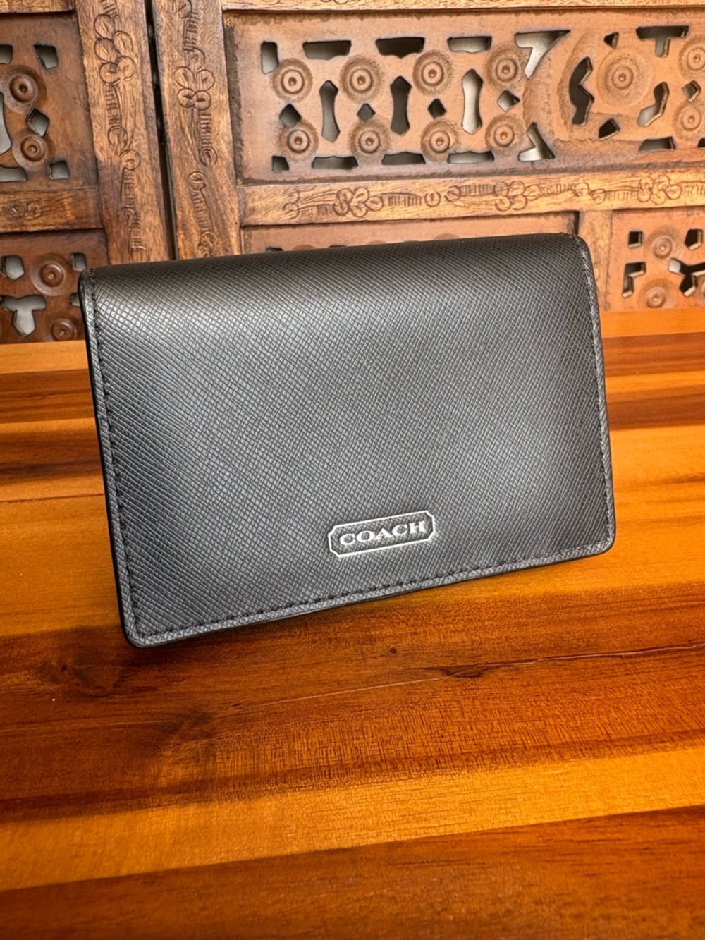 NWOT COACH Darcy Black Leather Business Card Case Wallet - Picture 4 of 8
